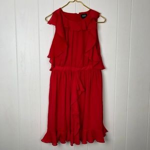 Prabal Gurung for Target 8 Red Midi Ruffled Dress